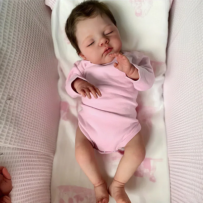 Muñeca reborn de algodón Irys Sleeping, piel realista con venas