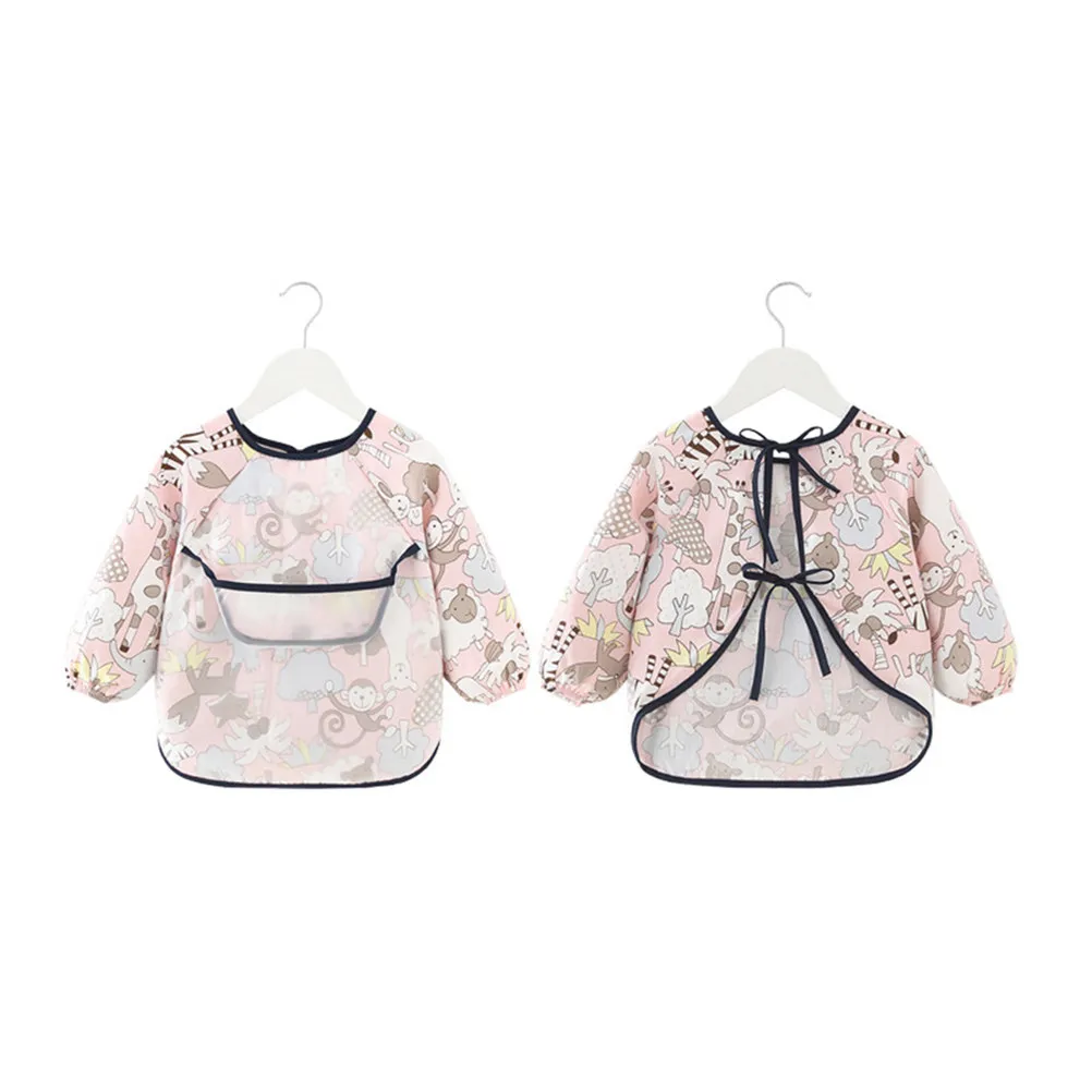 Babero impermeable de manga larga con estampado zoológico rosa - imagen 3