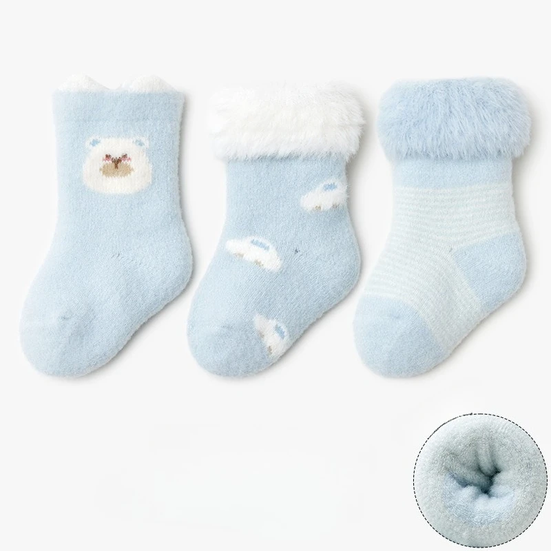 Calcetines de invierno para bebé forro polar grueso media pierna - imagen 3
