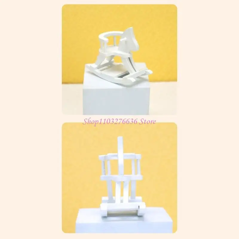Caballo mecedora en miniatura tipo silla para casa de muñecas - imagen 5