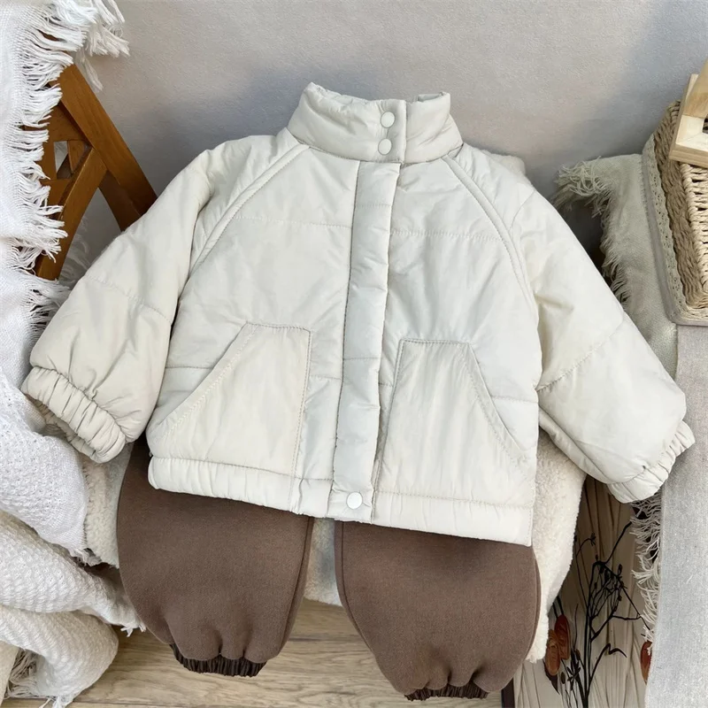 Abrigo acolchado infantil con cuello vuelto cálido de invierno - imagen 4
