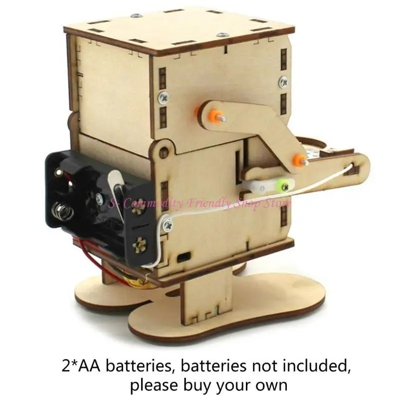 Robot devorador de monedas en modo banco de madera