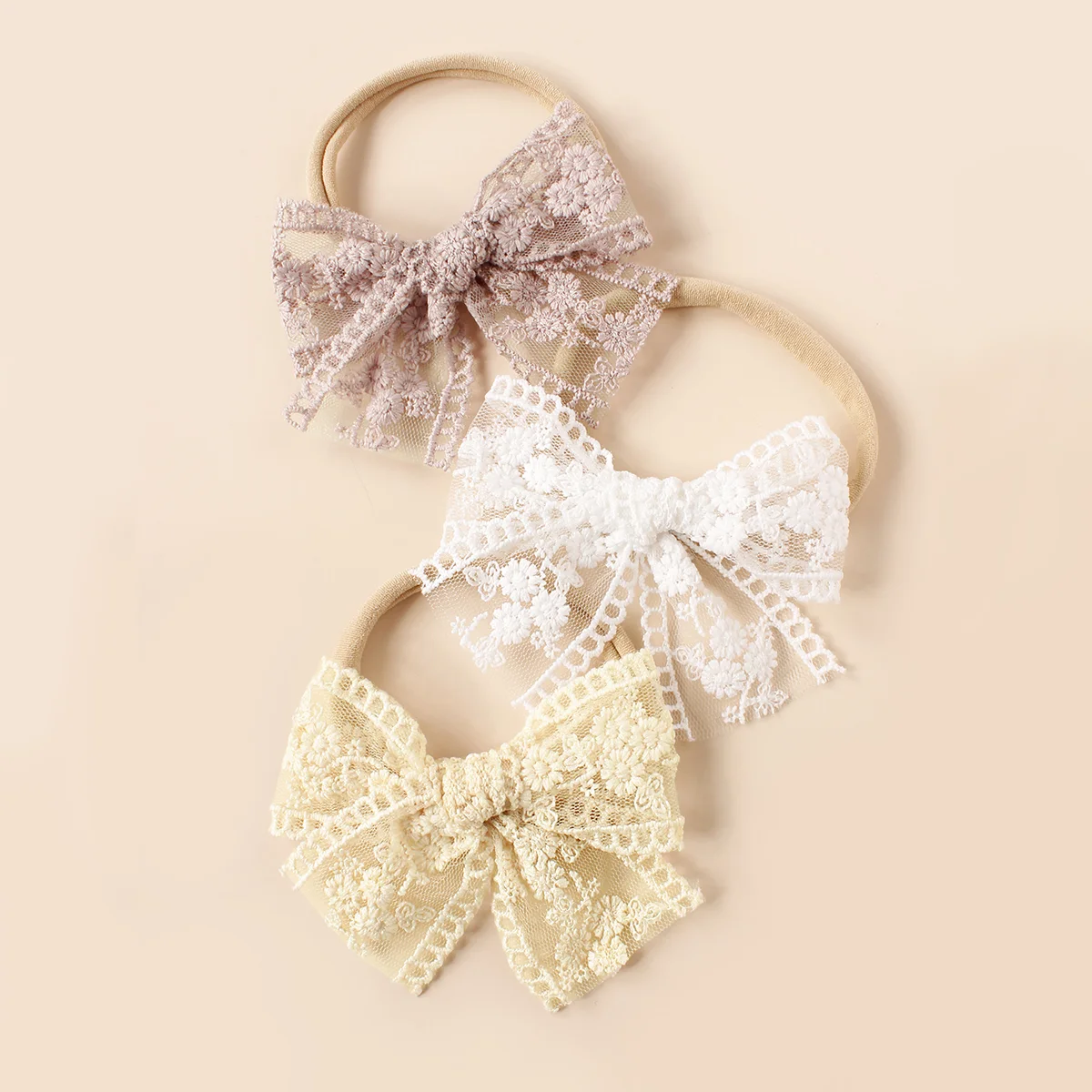 Diadema princesa bordada con lazo de encaje para bebé niña - imagen 5