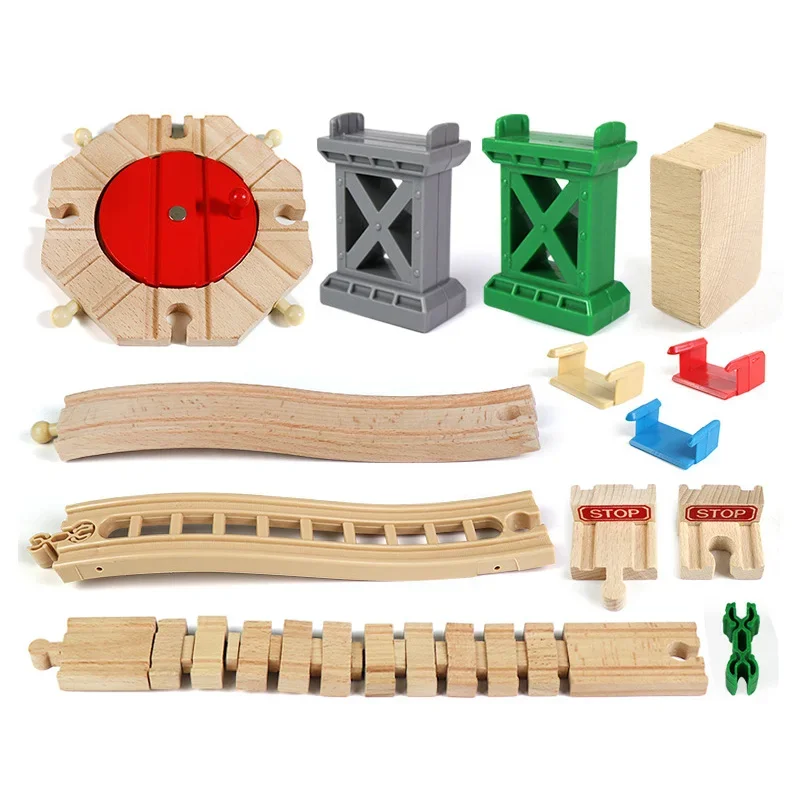 Pista de tren en madera con túnel y puente para niños - imagen 4