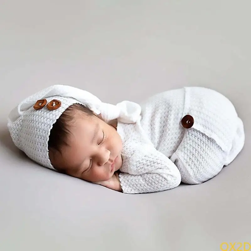 Conjunto de bebé pelele de punto con gorro tipo turbante - imagen 4