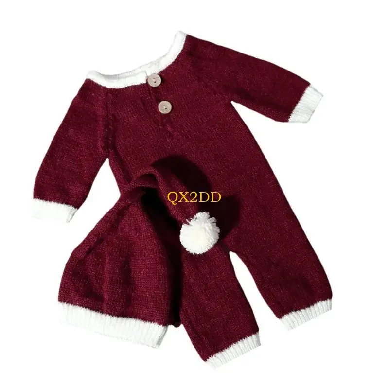 Conjunto de pelele y sombrero bebé Navidad para fotos - imagen 2