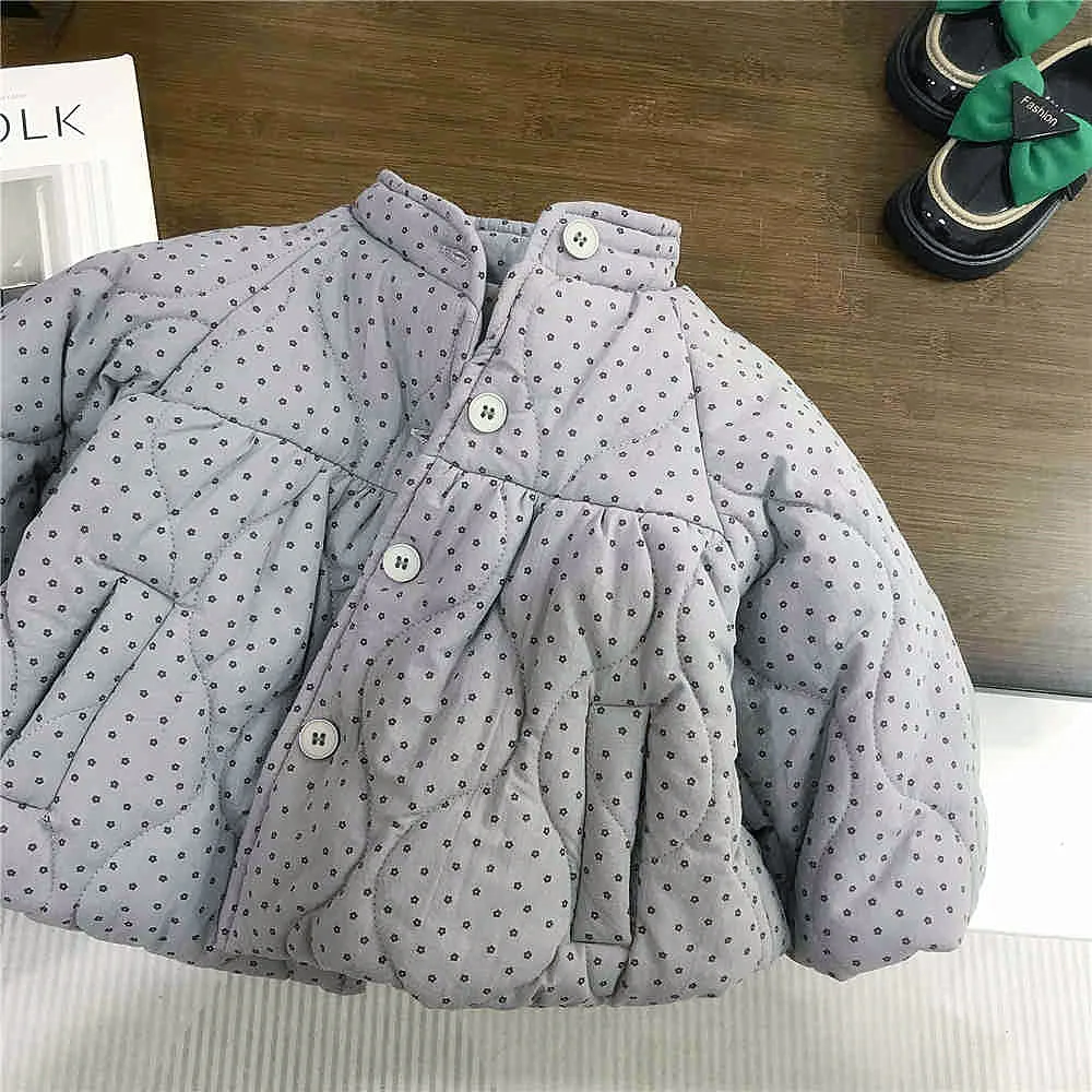 Abrigo acolchado de invierno para niños con parka floral cálida - imagen 4