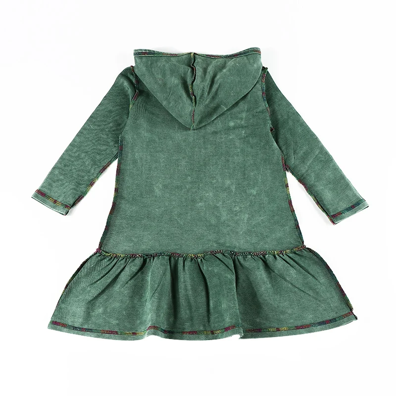 Vestido vaquero con capucha y manga larga para niña de invierno - imagen 5