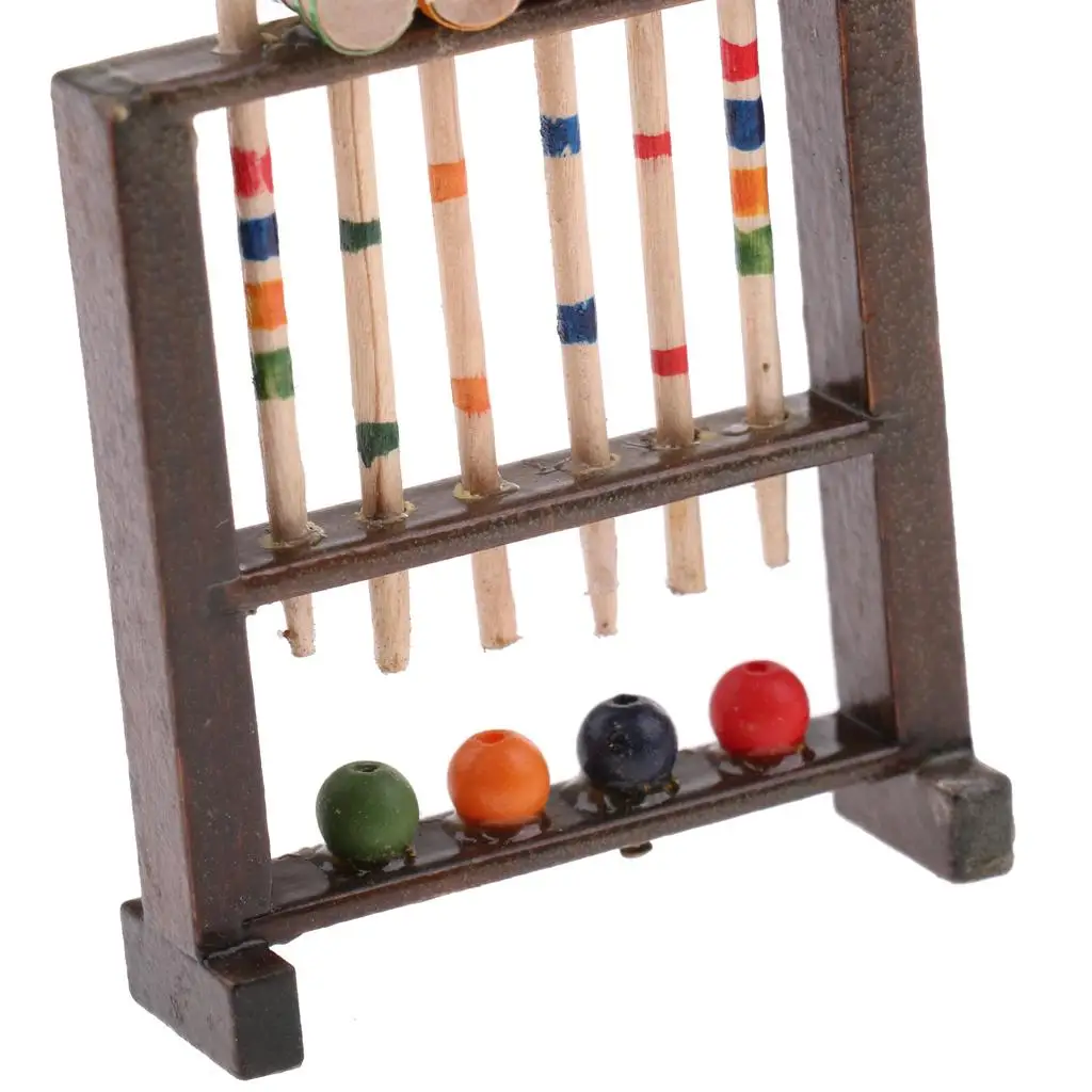 Mini juego de croquet de madera para casa de muñecas - imagen 2