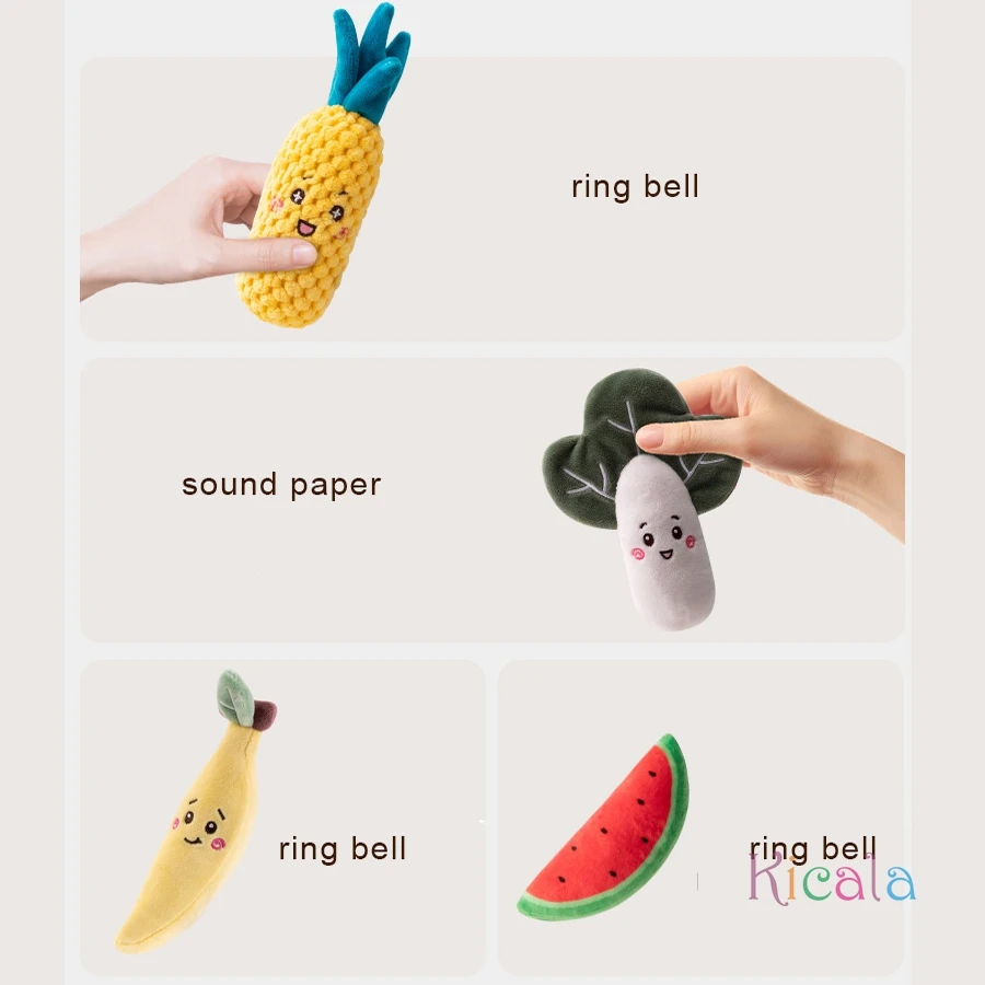 Sonajeros de peluche con mordedor suave frutas y verduras - imagen 2