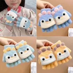 Guantes invierno cortaviento térmicos media falange para niños