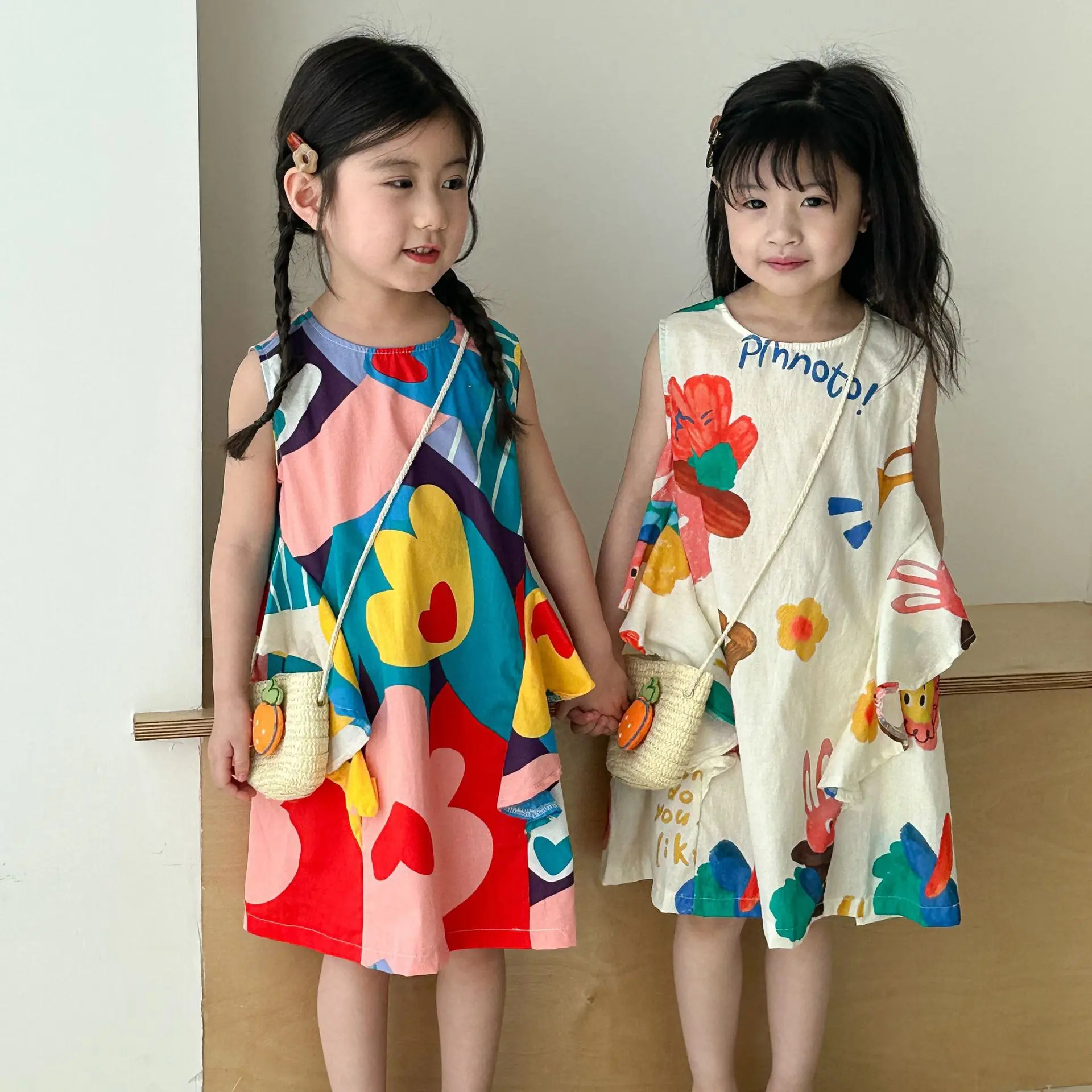 Vestido de princesa sin mangas con flores grandes para niña verano - imagen 3