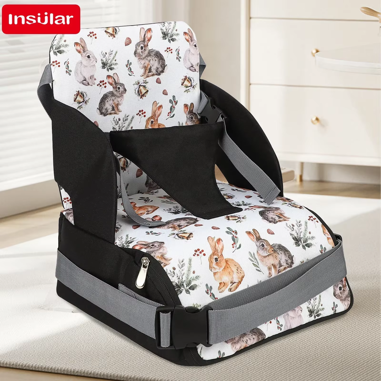 Asiento elevador portátil para niños pequeños con correas lavables - imagen 5