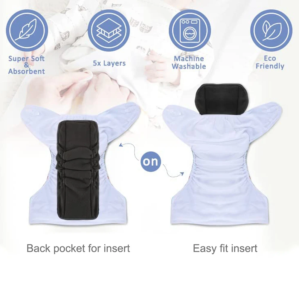 Insertos pañales bambú reutilizables almohadillas suaves para bebé - imagen 4