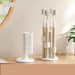 Soporte giratorio para cepillos de dientes con compartimentos