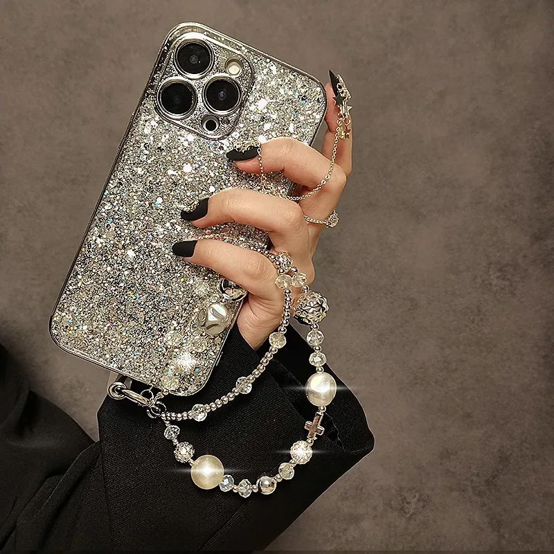 Vista de detalle de las cuentas de diamantes de imitación