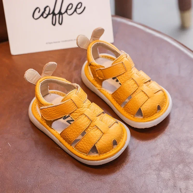 Sandalias anticolisión de cuero genuino para bebés y niños – Antigolpes - imagen 3