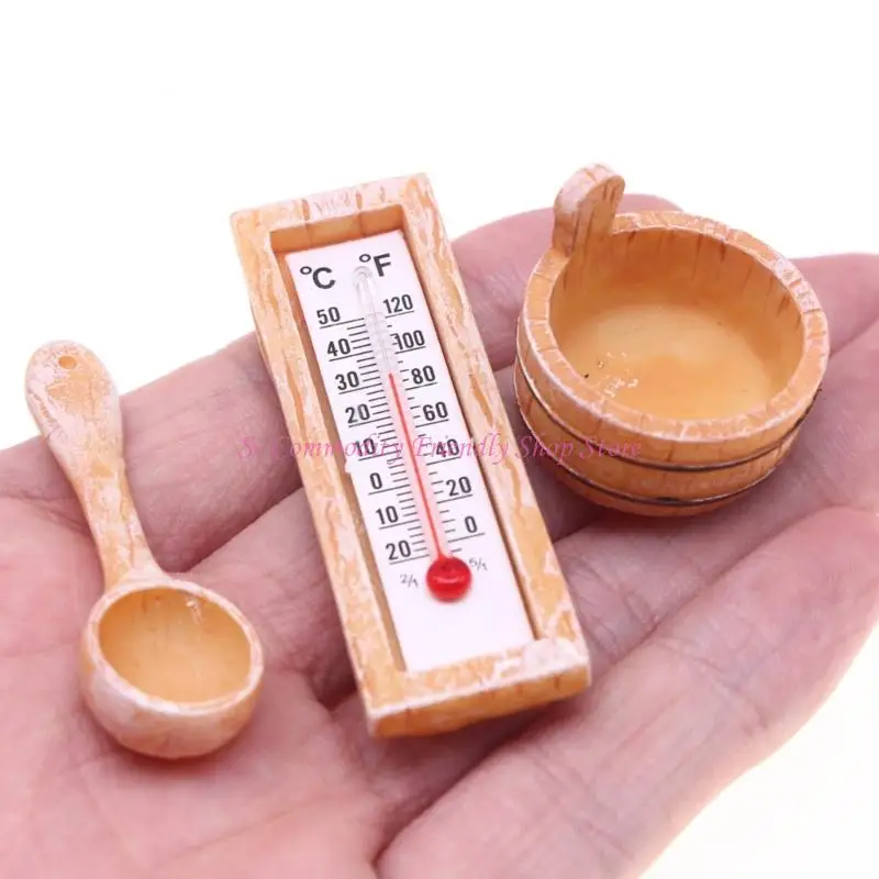 85AE Accesorio en madera detallado para mini casita spa de muñecas - imagen 5