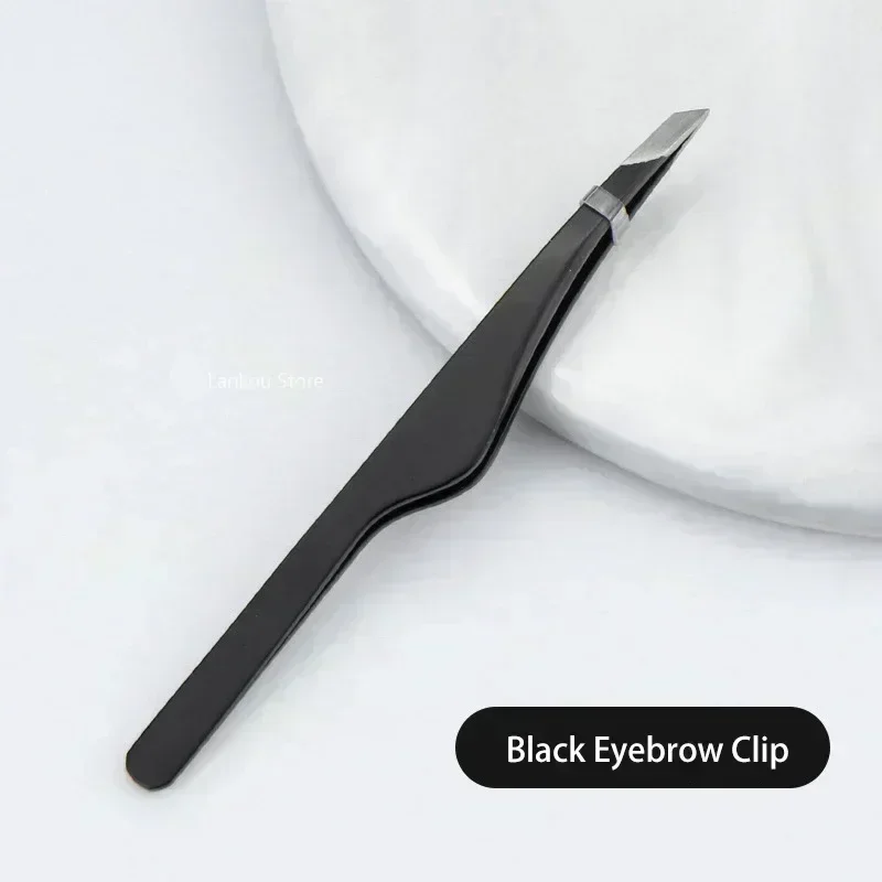 Pinzas para cejas de acero inoxidable con punta plana, oro rosa - imagen 4