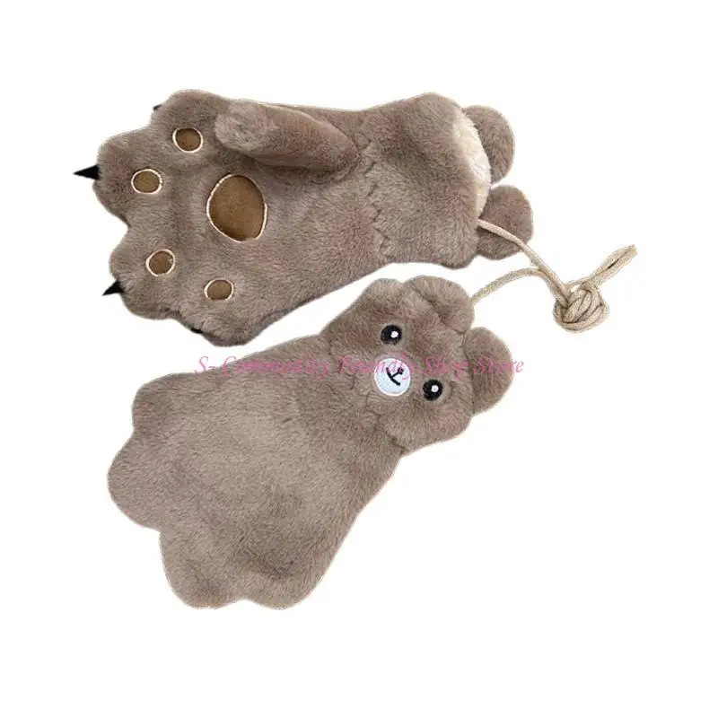 Guantes infantiles cálidos con dedos para niños – dibujo de oso - imagen 2