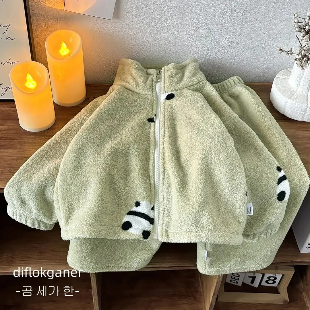 Conjunto de otoño de terciopelo doble cara cálido para niños - imagen 3
