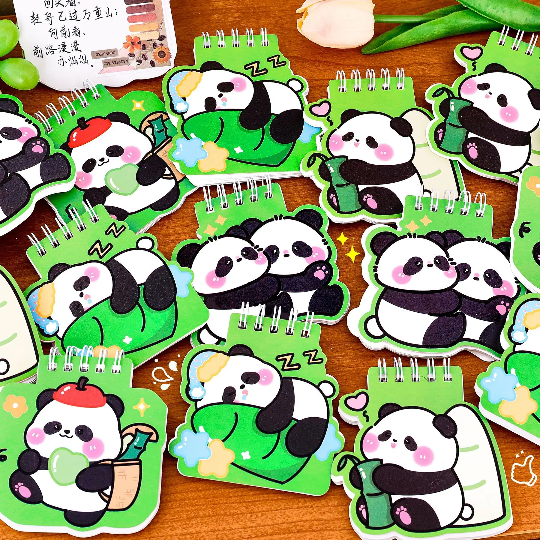 Cuaderno espiral Panda Flip portátil recargable con diseño de dibujos - imagen 4