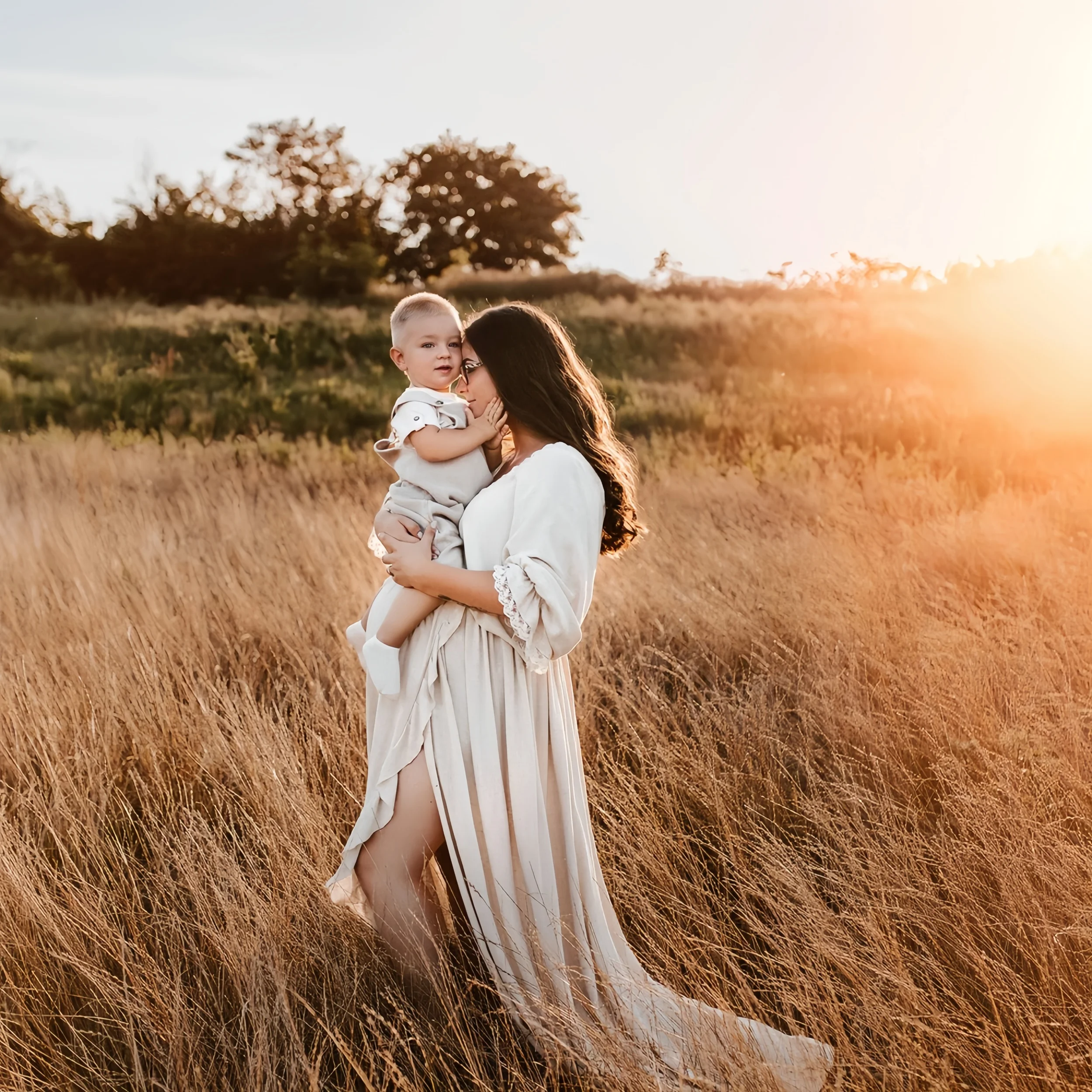 Vestido de maternidad largo bohemio con cuello en V para verano - imagen 2