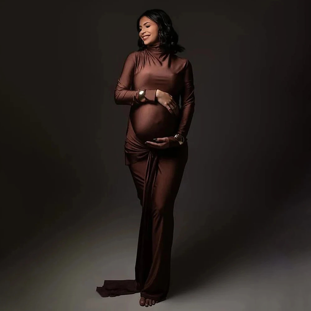Vestido de maternidad para sesión de fotos – Manga larga cuello alto - imagen 3