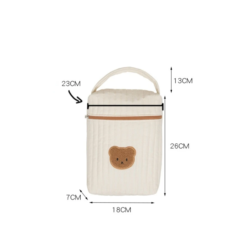 Bolsa de pañales beige con ositos - organizador práctico para mamá - imagen 5