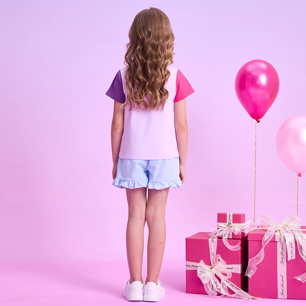 DXTON Camiseta niña manga corta algodón unicornio floral verano