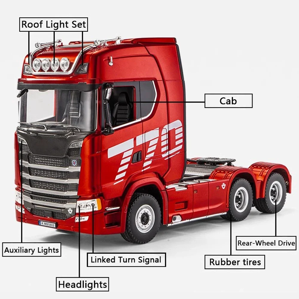 Camión tractor RC de aleación con sonido y luces para niños - imagen 4