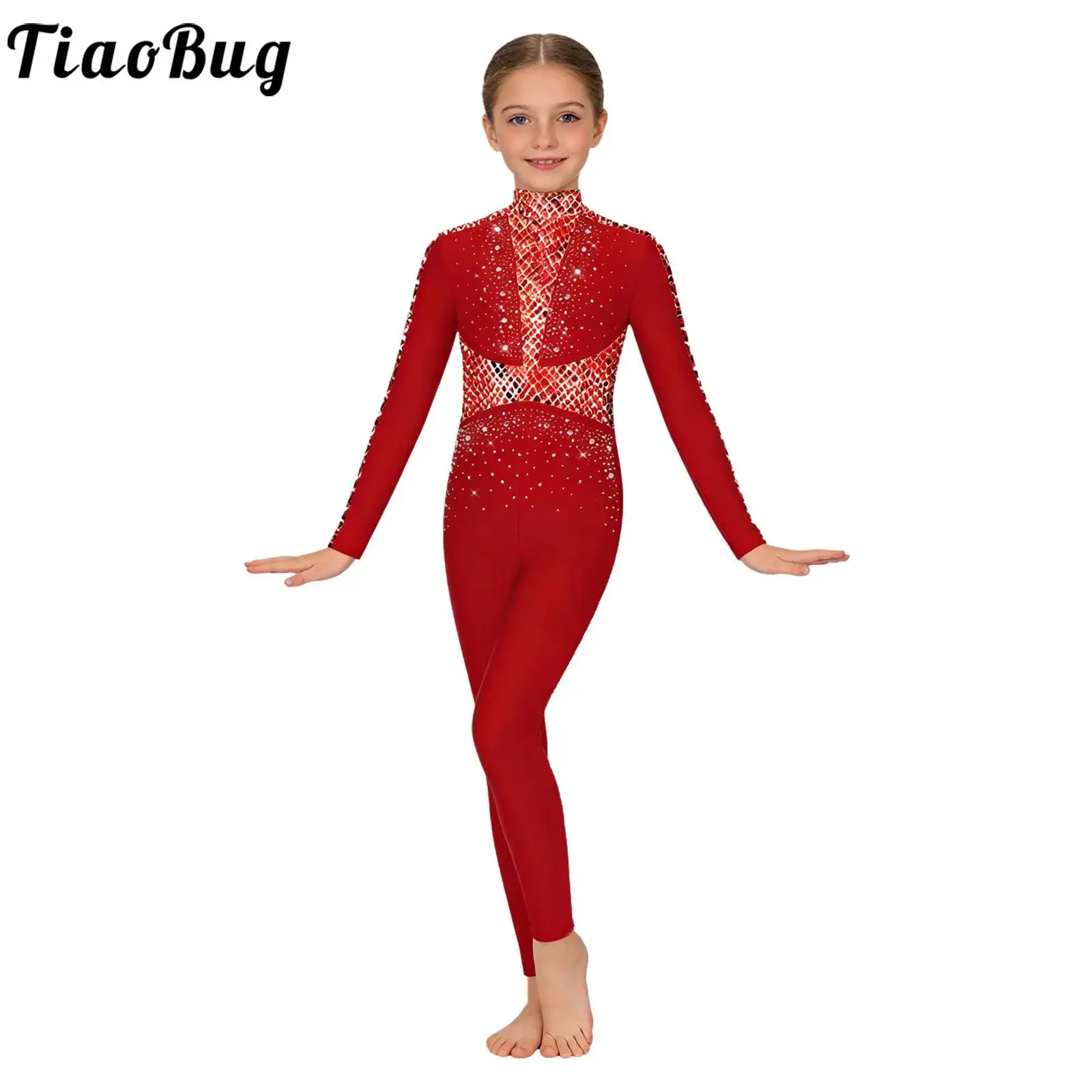 Maillot de gimnasia de manga larga con pedrería para ballet - imagen 2