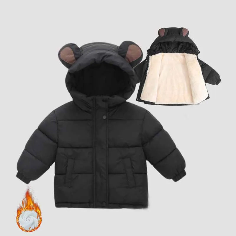 Abrigo acolchado con capucha de algodón grueso para niños y niñas