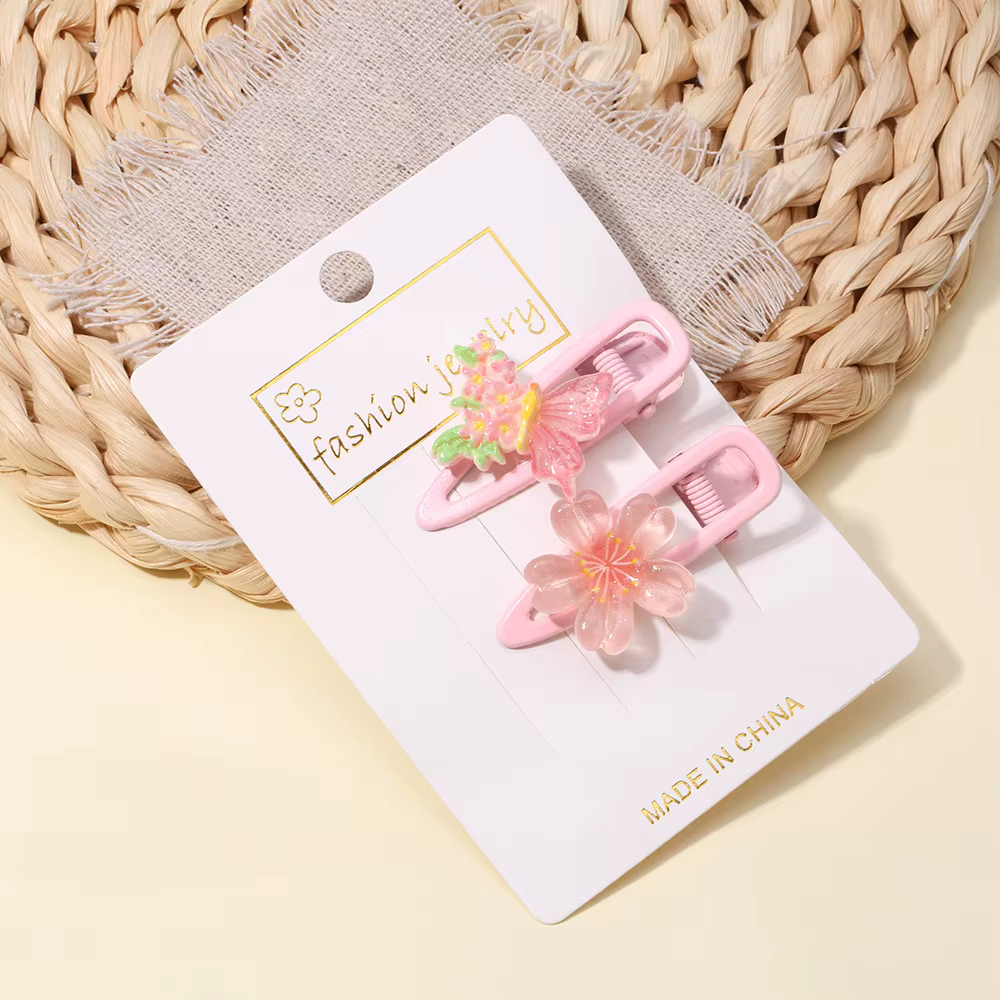Pinzas de pelo infantiles con cereza y mariposa - imagen 3