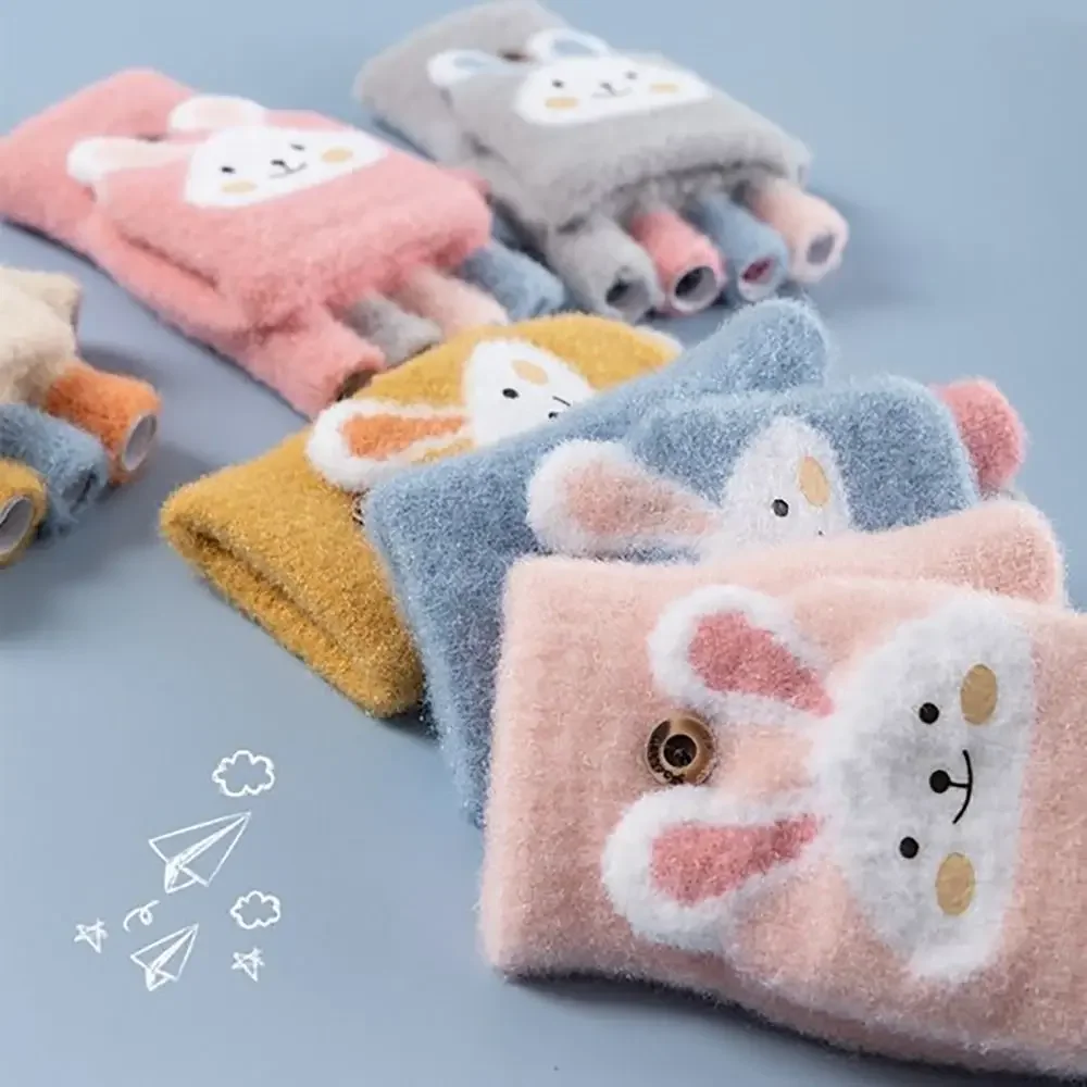Guantes de punto con diseño de conejito para niños
