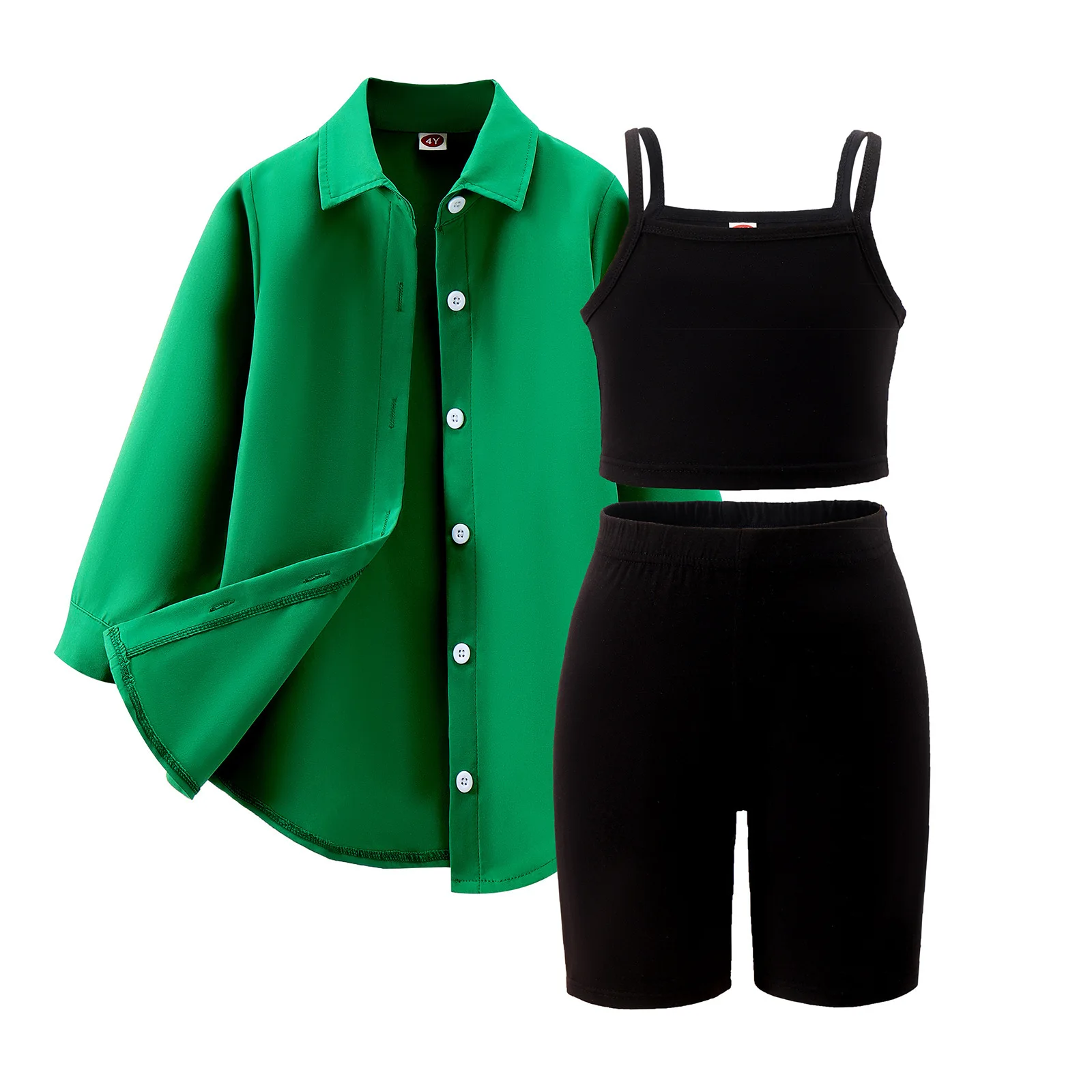 Conjunto niña de verano con chaqueta, chaleco y pantalón corto - imagen 2