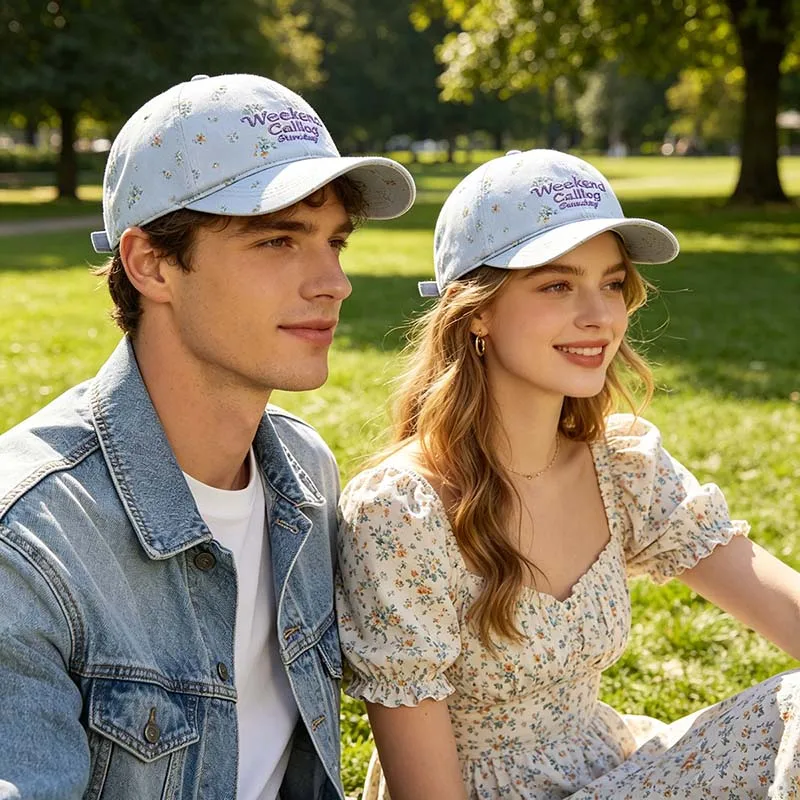 Gorra de béisbol floral bordada en algodón ajustable con visera curva - imagen 3