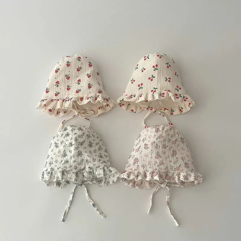 MILANCEL Gorro bebé floral para niña, estampado cerezas - imagen 3