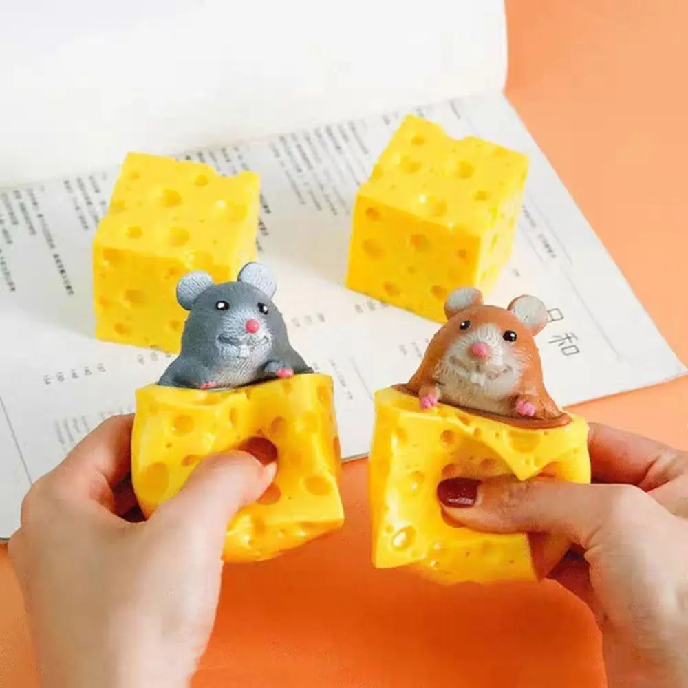 Juguete antiestrés infantil ratón y queso PVC fidget divertido - imagen 5