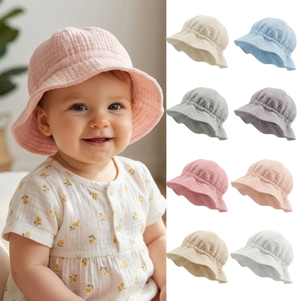 Gorra Panamá de muselina para bebés y niños, algodón suave - imagen 2