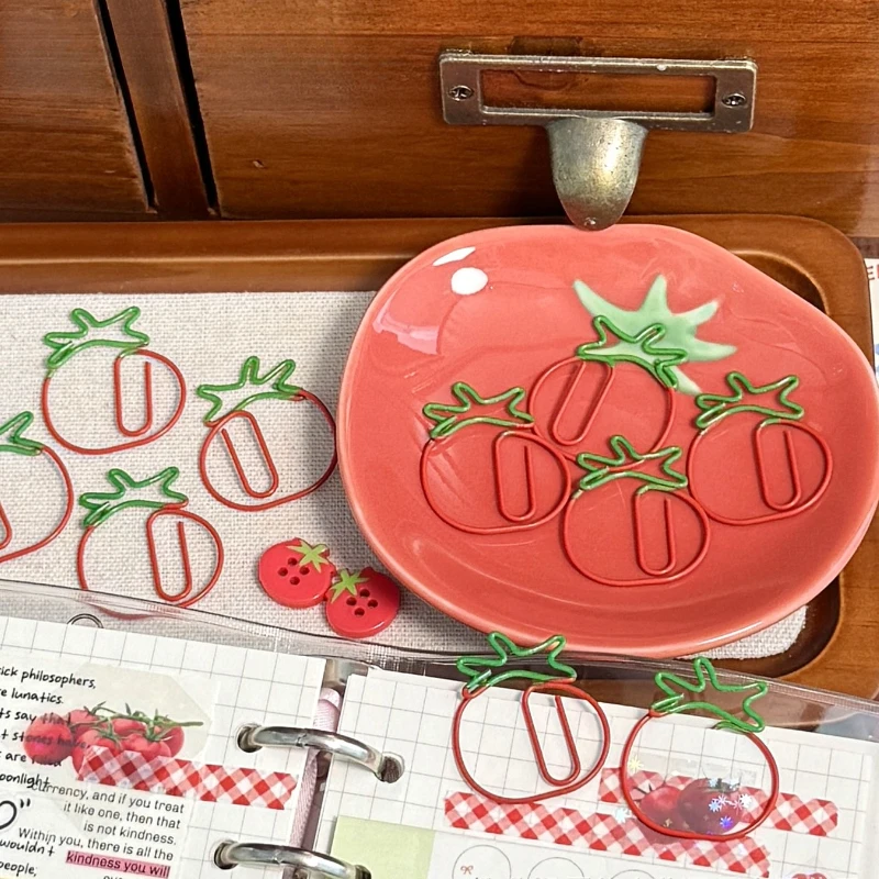 Clips de papel con forma de fruta – Tomate, fresa y cereza - imagen 5