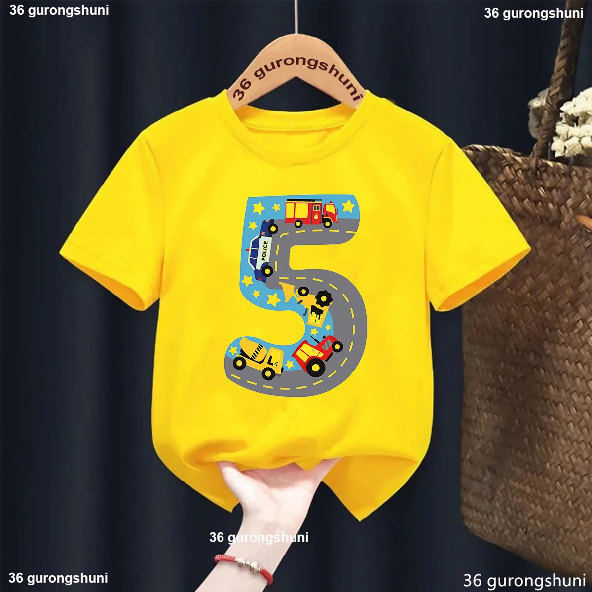 Diversas posiciones del estampado de coche en la camiseta