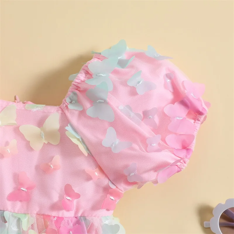 Vestido VISgogo de princesa para niña – Manga corta verano con tul - imagen 3