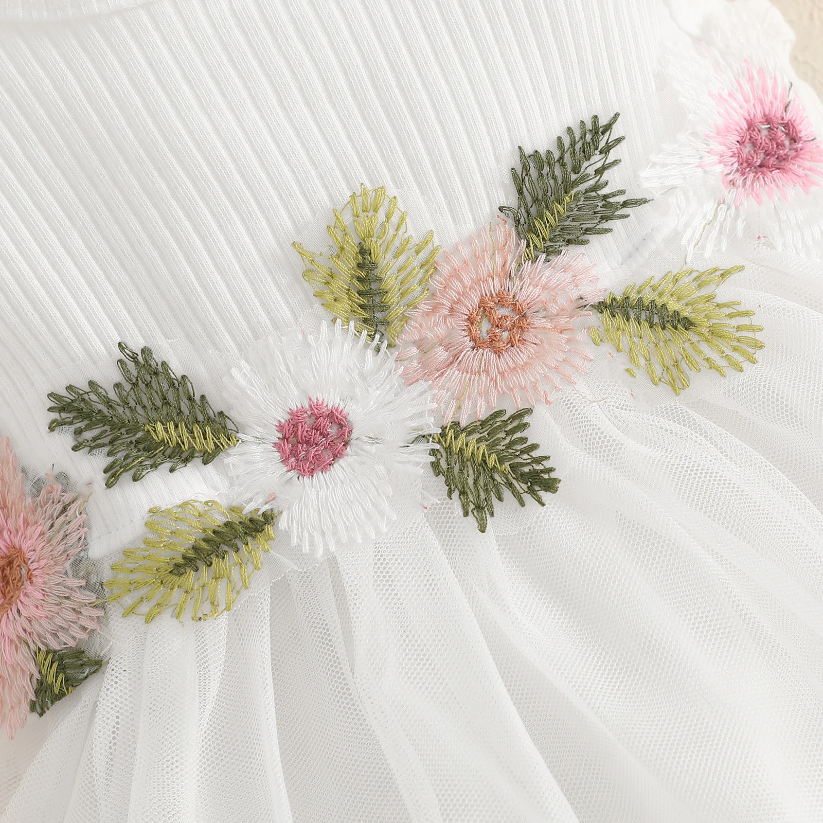 Conjunto niña de primavera con vestido de tul y cárdigan bordado - imagen 3