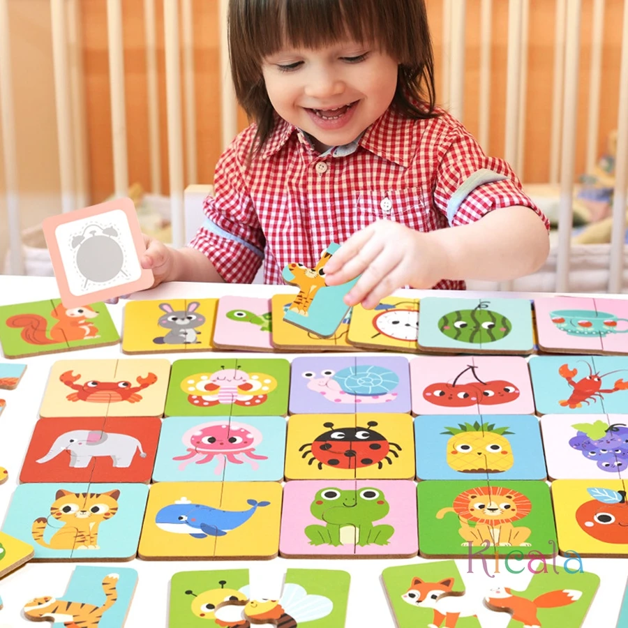 Rompecabezas Montessori de sombra en madera para niños con animales - imagen 3