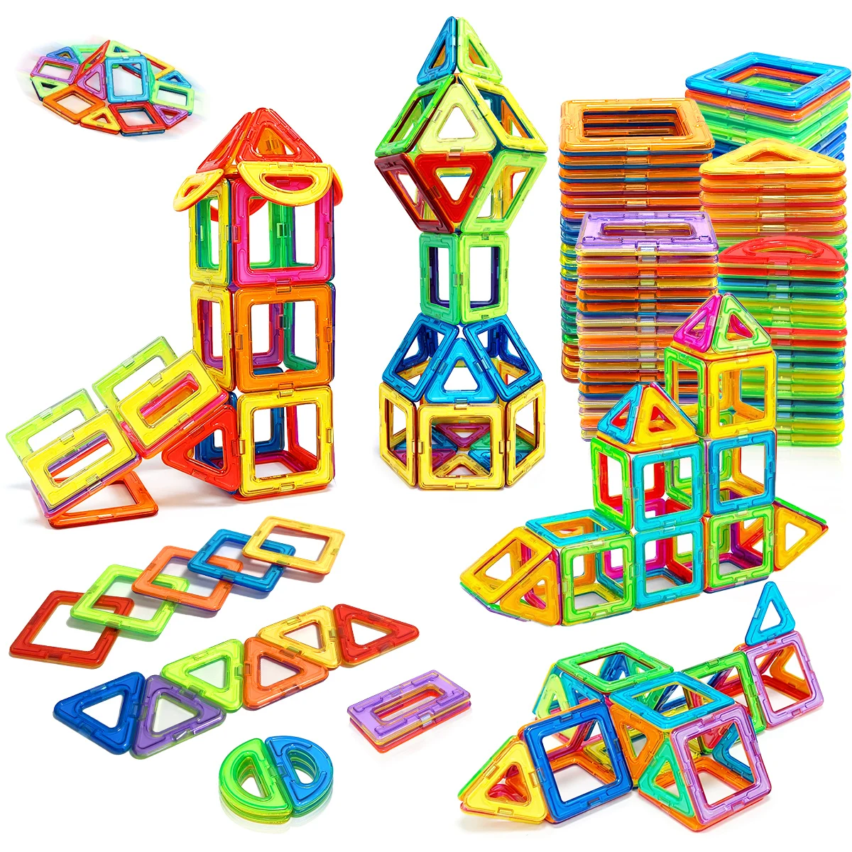 Bloques magnéticos coloridos apilados formando una estructura