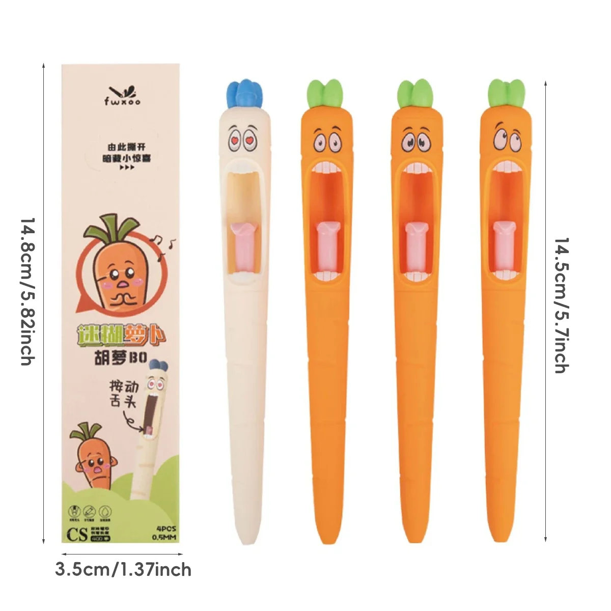 Bolígrafo de gel con zanahoria kawaii, recarga retráctil - imagen 5
