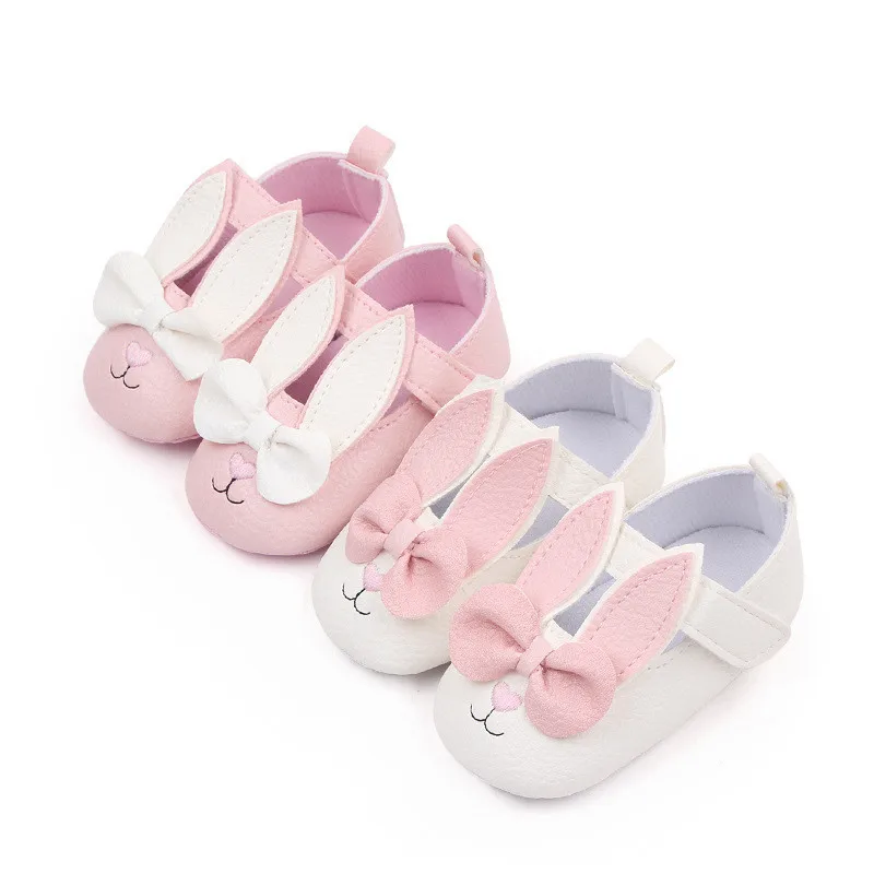 Zapatos de princesa con lazo para bebé en rosa con estampado de dibujos animados