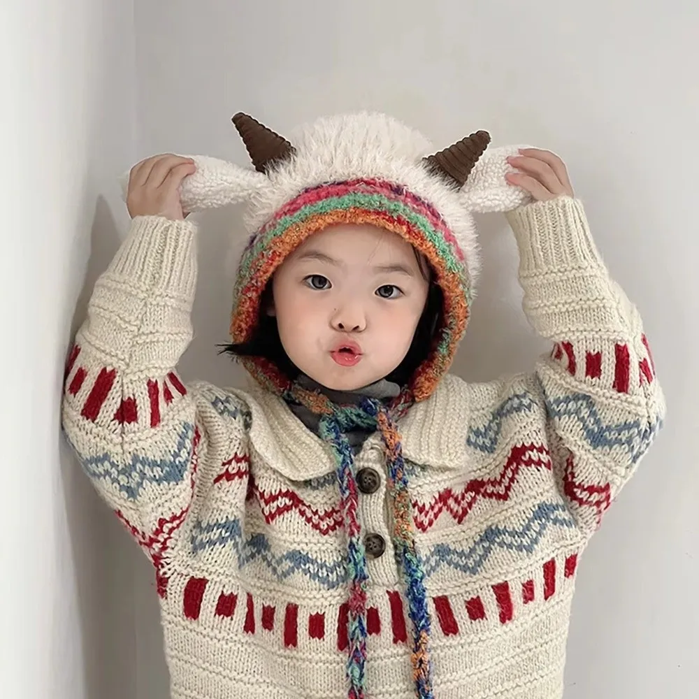 Gorro de invierno con orejas y dibujos animados para bebé - imagen 4