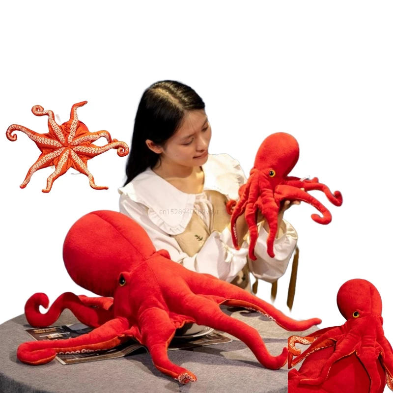 Peluche de pulpo rojo suave con forma de almohada para niños - imagen 3